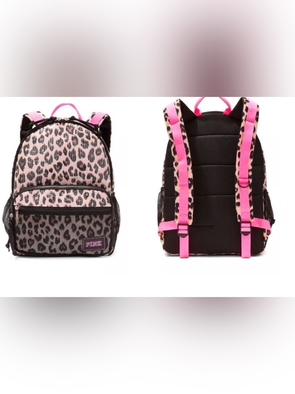 NWT PINK Victoria's Secret Leopard Sequin Campus Backpack